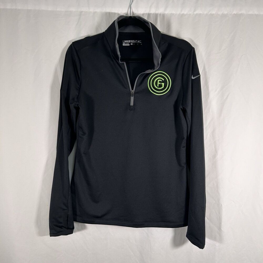 Nike Golf Sweater Women Medium Black 1/4 Zip FG Embroidered Long Sleeve Pullover
